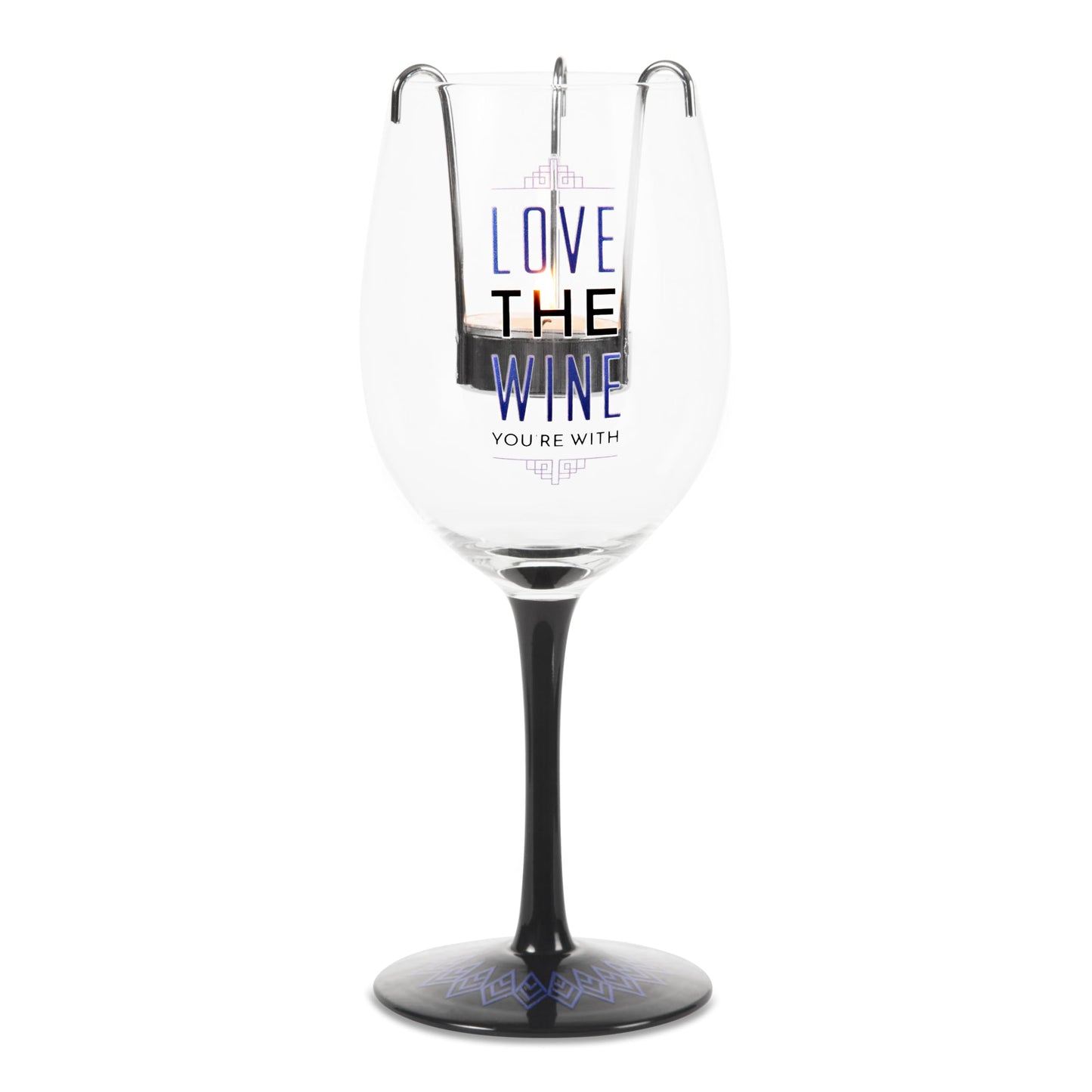 Pavilion Gift Company Pretty Inappropriate "Love The Wine You're With" Wine Glass Candle Holder, Purple