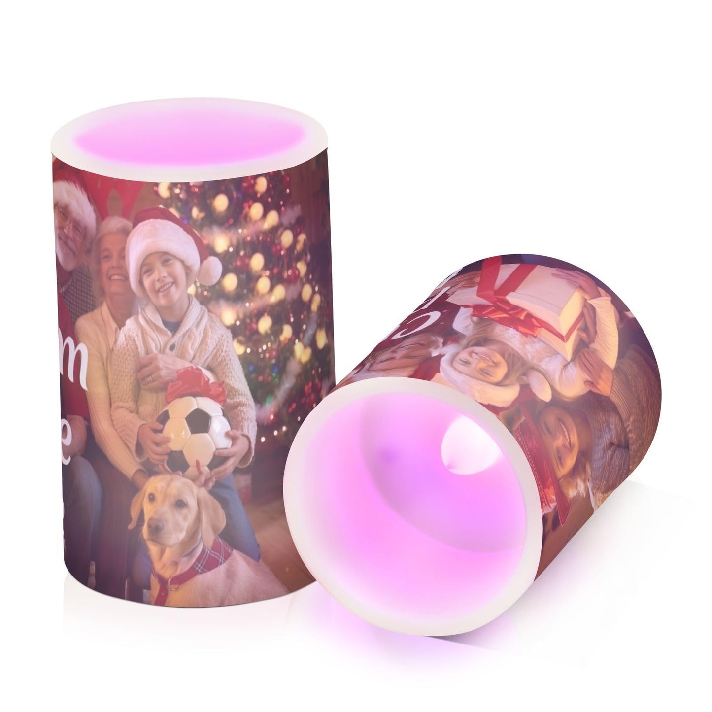 BOENLE Personalized Flickering Flameless Candles, Custom Photo LED Candles Set of 2, Remote Timer Battery Operated Candle for Valentine Wedding Birthday