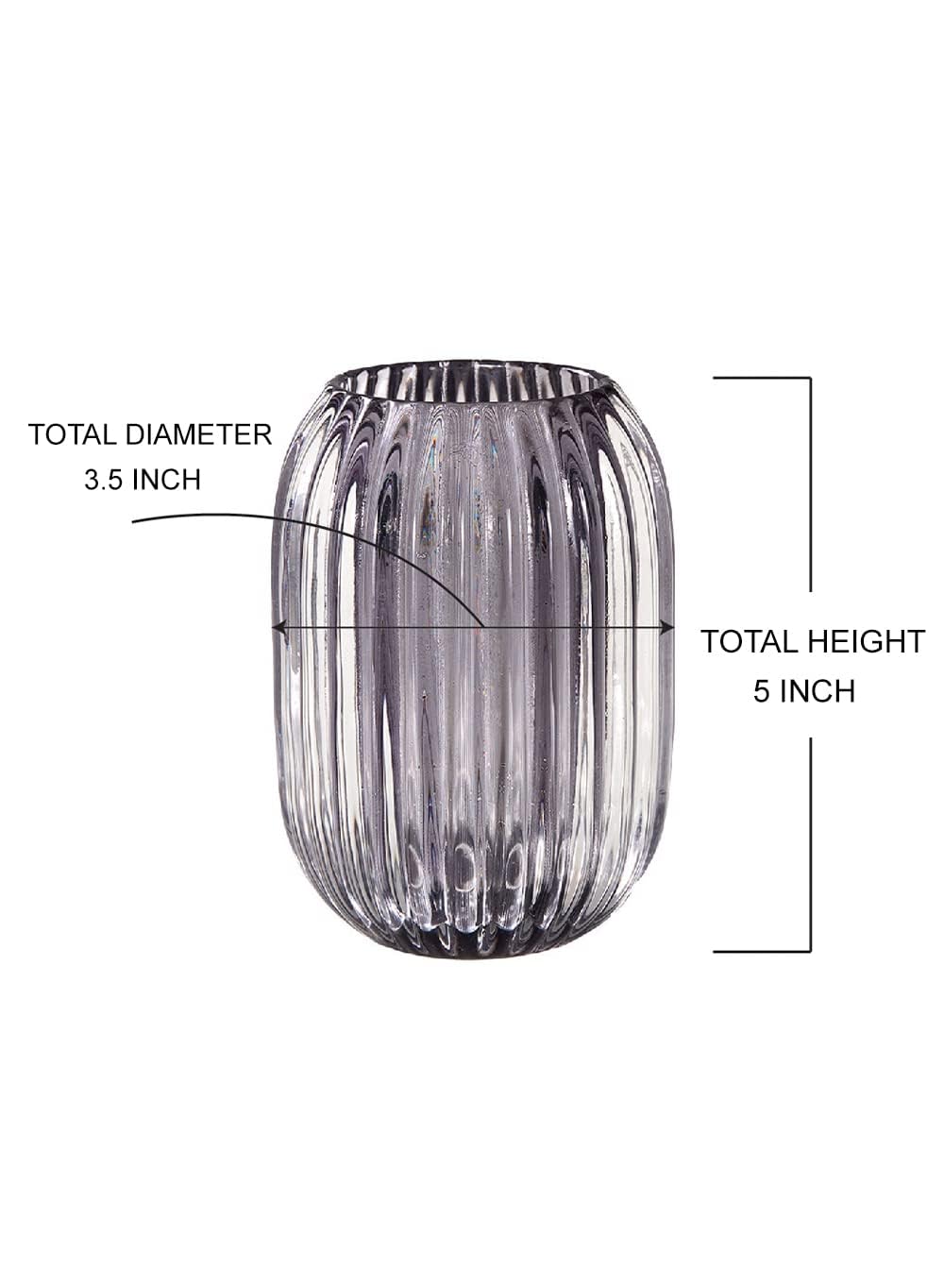 Serene Spaces Living Smoke Grey Optical Glass Votive Holder, Perfect for Weddings and Home Décor, 5" Tall and 3.5" Diameter, Set of 12