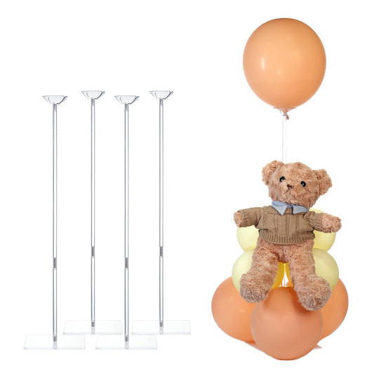 TEKXYZ Clear Acrylic Balloon Stands for Table, Adjustable Height 15.75 Inch, 23.6 Inch, 31.5 Inch Reusable Balloon centrepieces Toy Balloons, for Wedding, Birthdays Table& Floor Decor (Set of 4)