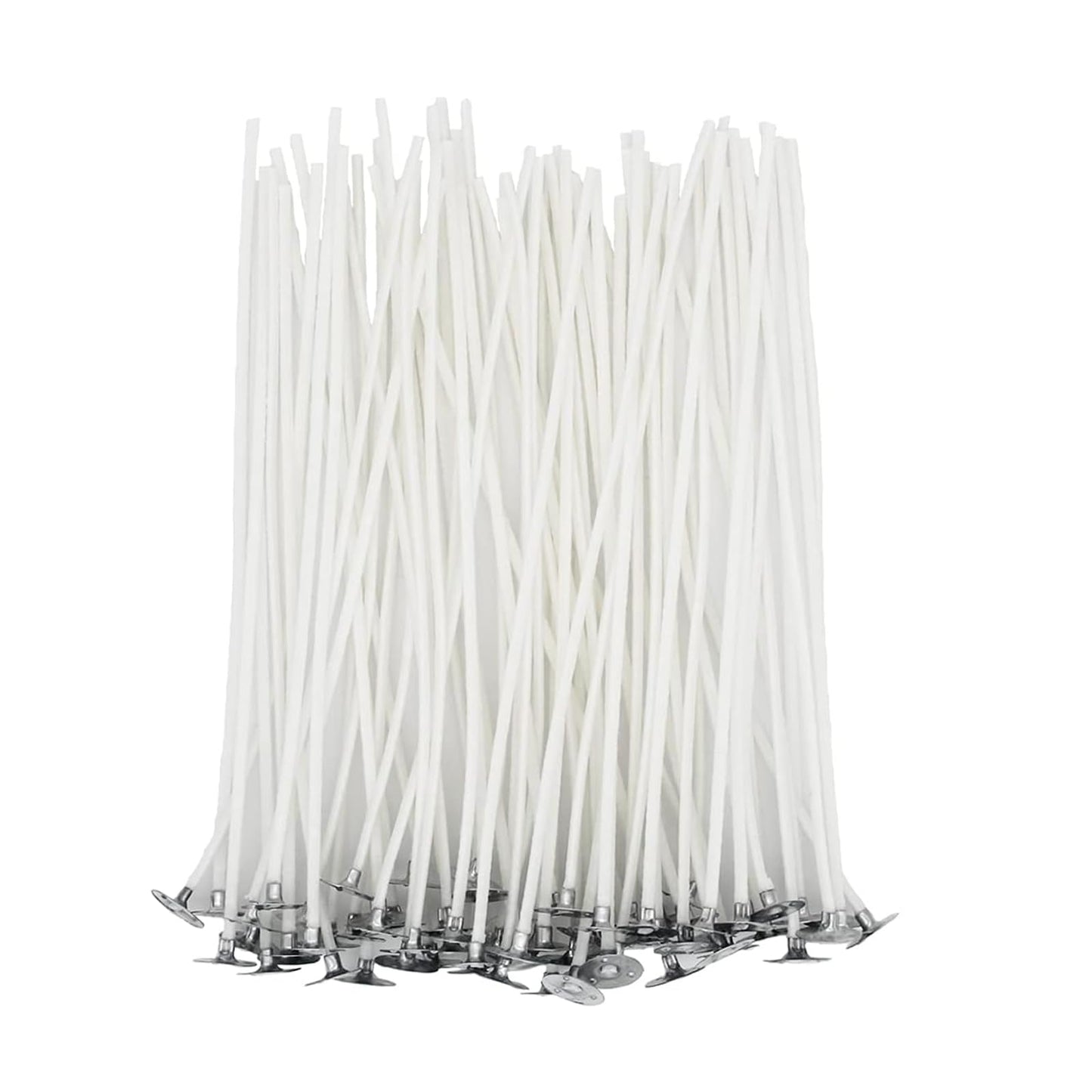 YOIASUGH 200pcs Cotton Candle Wicks,Low Smoke 6" Pre-Waxed & 100% Natural Core,DIY Pre-Waxed Cotton Wick with Base