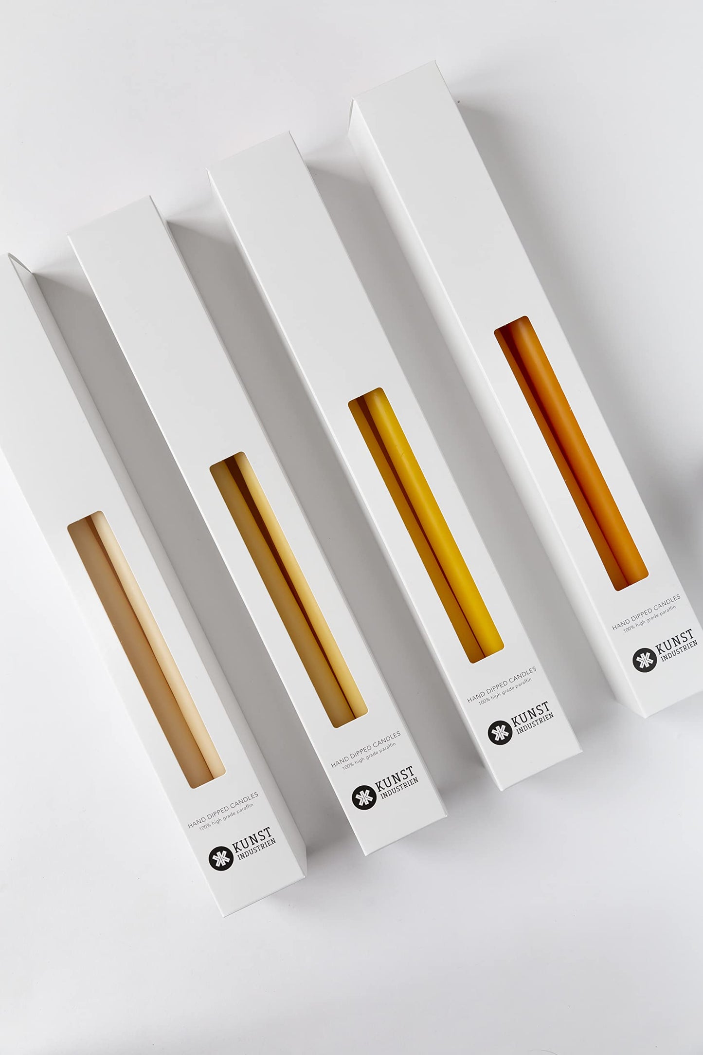 Kunstindustrien® Taper Candles, Set of 4, 13.8" – Made in Denmark, Long Burning Candles 15h, Unscented & Smokeless Candlesticks – Elegant Tall Candles for Weddings Dinners & Home Decor (Pastel Yellow)