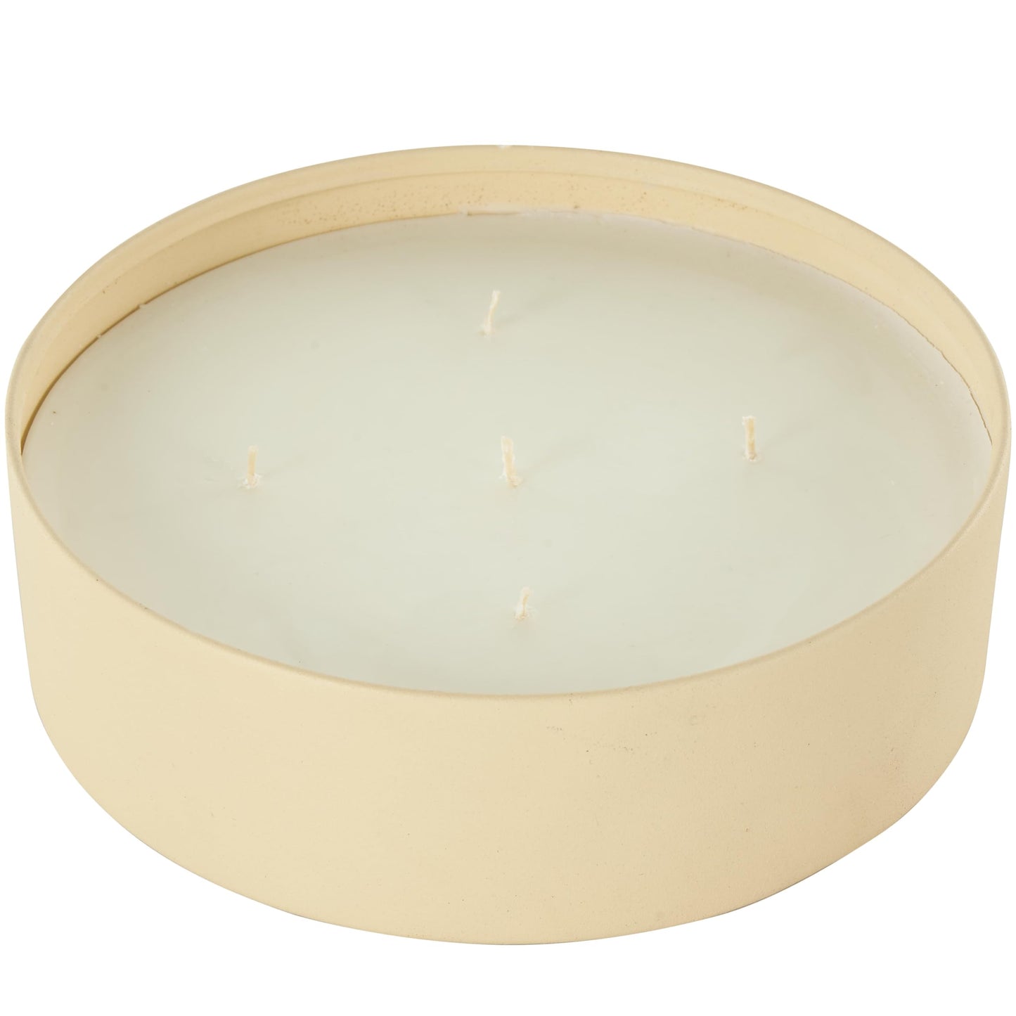 Deco 79 Metal Decorative Candle Juicy Black Cherries Scented Textured 59oz 5 Wick Aromatherapy Candle with White Wax, Wax Aromatherapy Candle 9" x 9" x 3", Beige