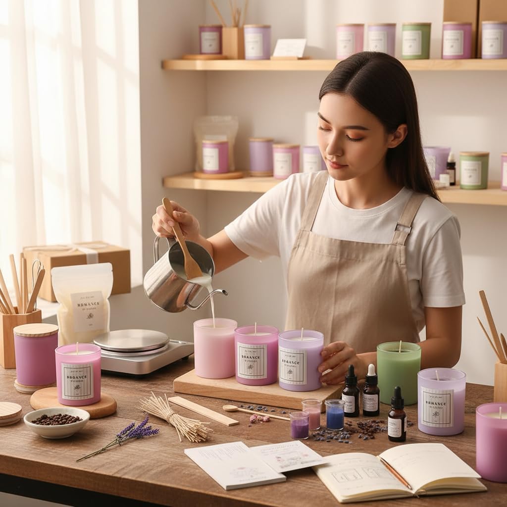 12Pcs Assorted Purple Candle Jars for Making Candles, 10oz Empty Candle Jars with Bamboo Lids and Labels, Glass Jars for Candle Making Supplies, Candle Containers for DIY Gifts