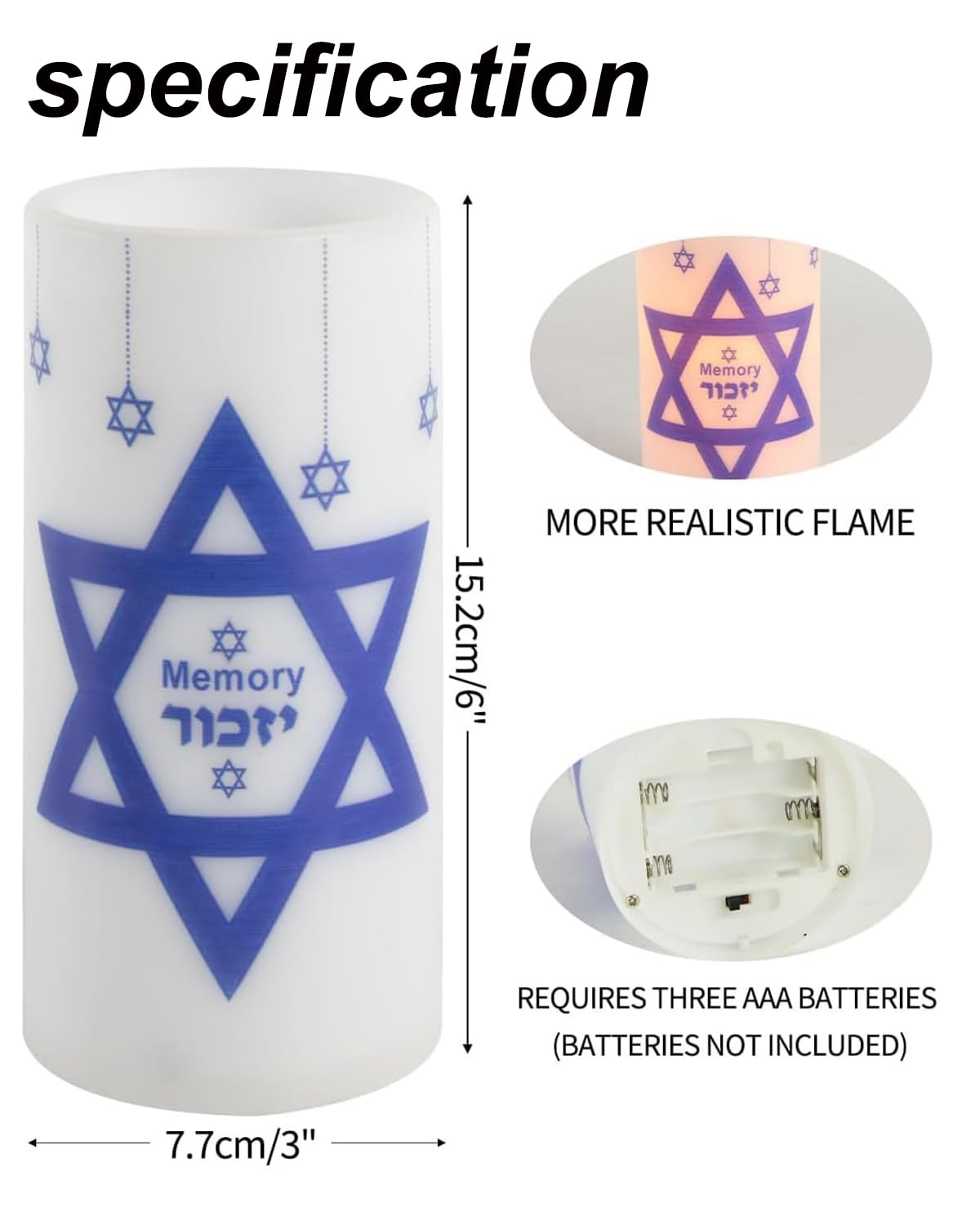 ONEIHOMM Yahrzeit Memorial Candles with Timer Remote for Loss of Loved One Sympathy for Bereavement Gifts,Shabbat Holiday,Hanukkah Decorations 2 Pcs(Memorial Candle-White)