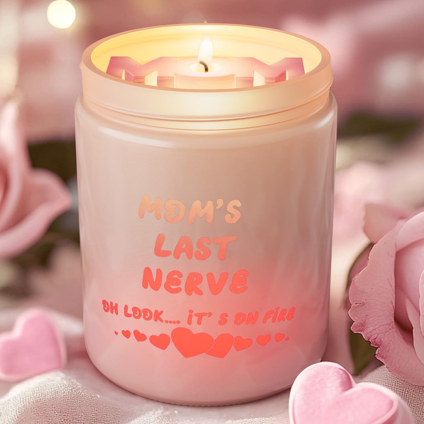 Mother's Day Candles with LED Light, Holiday Candle Gifts for Mom, Christmas Gifts for Women, Orange Rose Scented Candles,Perfect for Xmas, Winter Décor, Over 40 Hours of Burn Time, 100% Soy Wax