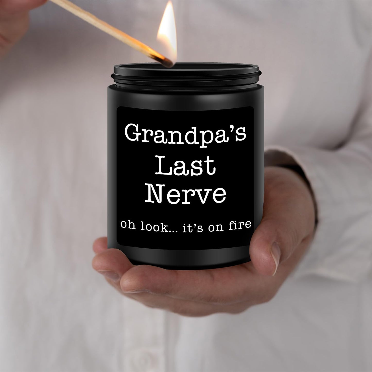 Homsolver Grandpa Gifts from Granddaughter Grandson, Unique Fathers Day, Birthday, Christmas, Retirement Candles, Grandpa’s Last Nerve Scented Candle