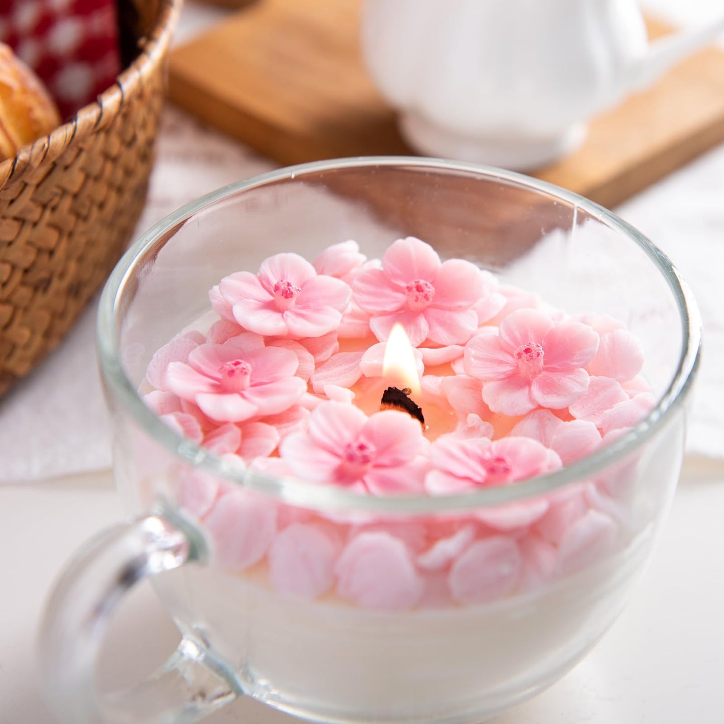 Romantic Sakura Cup Scented Soy Candle for Birthday Gift Wedding Favor