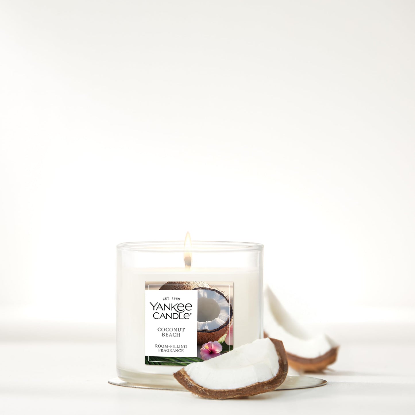Yankee Candle Small Tumbler Scented Candle, Coconut Beach, 4.3 oz, Premium Plant Wax Blend, Up to 40 Hour Burn Time