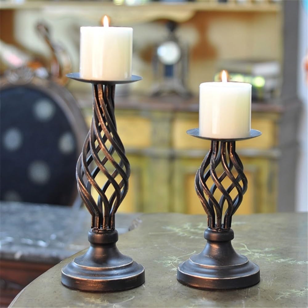 Candlestick Holders Vintage Candlestick Ornaments Candlelight Dinner Table Candle Holder for Wedding, Church, Halloween Candle Holders(Small)