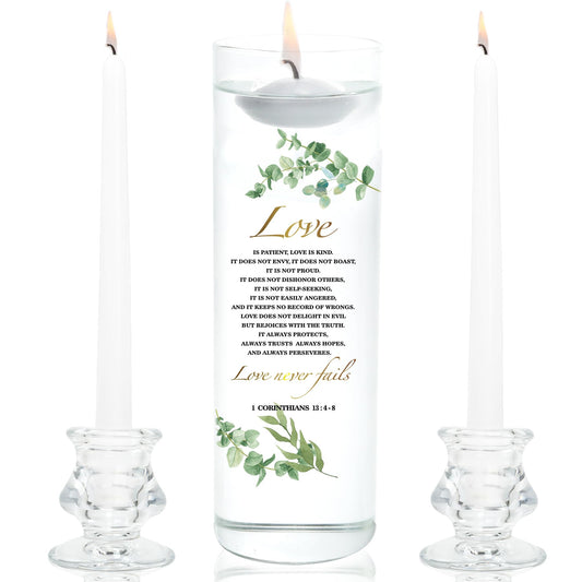 Unity Candles with Glass Holder for Wedding Ceremony - Unity Candles for Wedding, Religious Ceremony Ideas Marriage Decoration Accessories Set for Newly Couple Anniversary Church