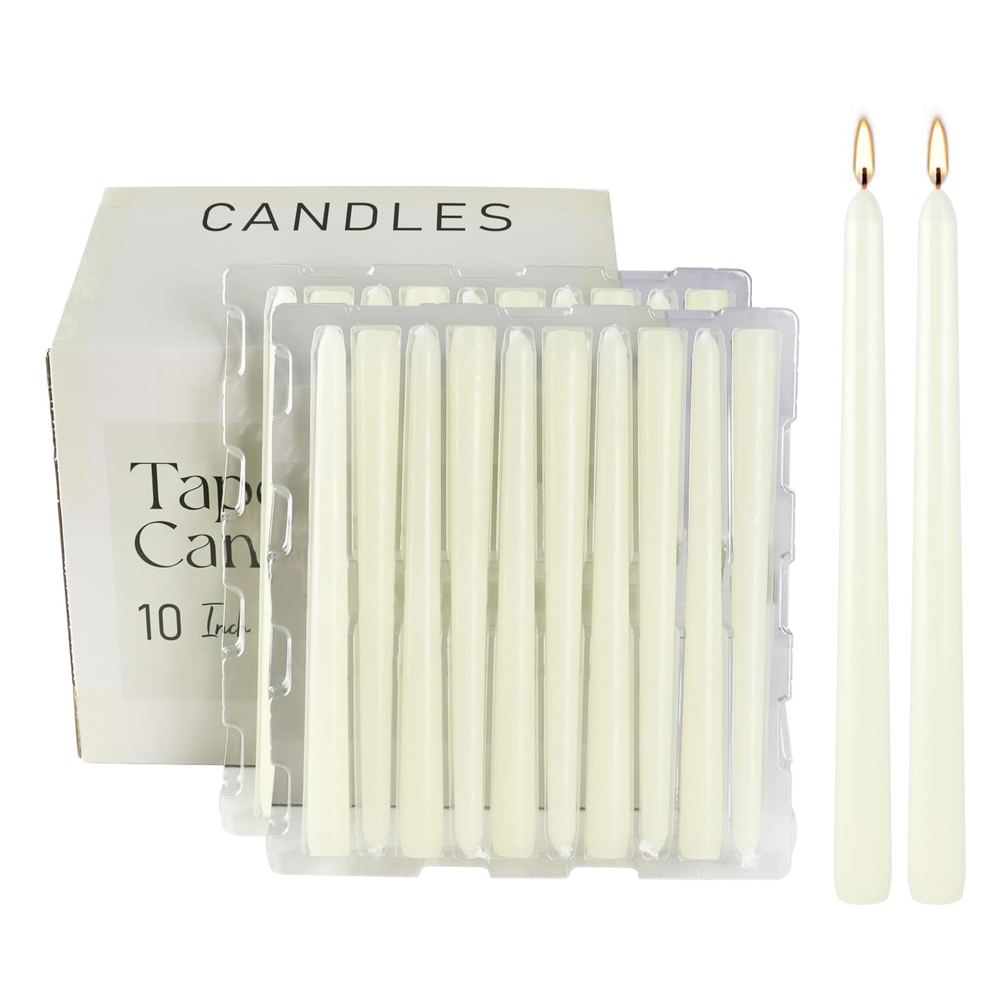 Pliadvbu 100 Pack Lvory Taper Candles 10 Inch, Dripless and Unscented Tall Table Candle for Home Decor, Dinner Candle for Thanksgiving, Christmas, Weddings… …