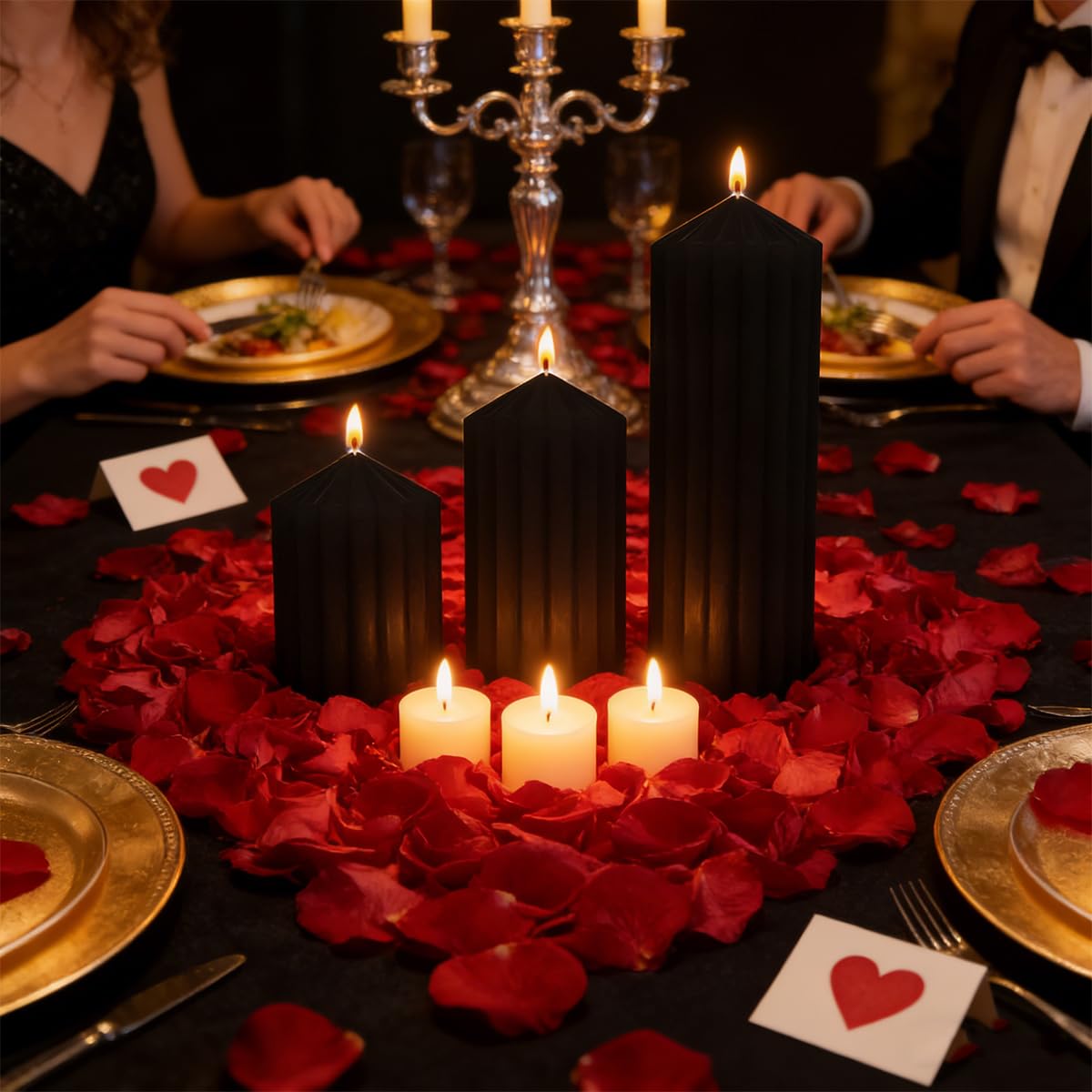 Black Handmade Decorative Pillar Candles - 2.75×3"/4"/6" Fat Candles - Long Lasting Burning Candles for Home Decor, Gifts & Events