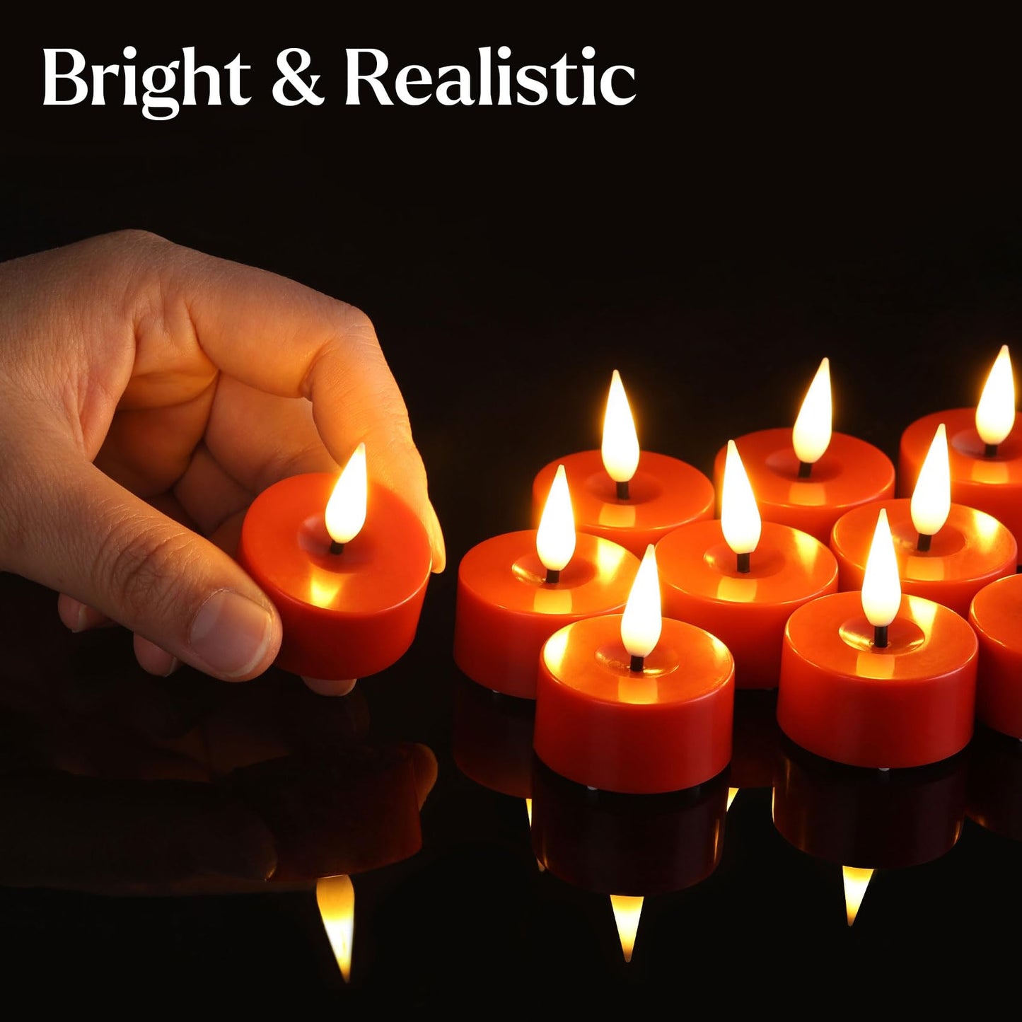 Eywamage Red Flameless Tealights with Remote Batteries, Flickering LED Tea Lights Votive Candles Proposal Decor Set of 12
