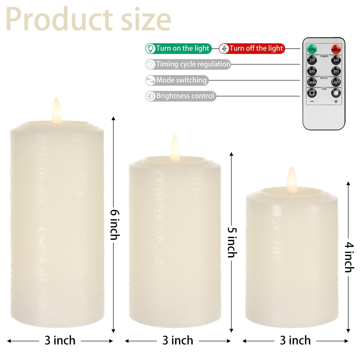 ANGELLOONG Flameless Pillar Candles with Remote, Real Wax LED Candles with Timer, Set of 3 Battery Operated Electric Flickering Candle for Home Decor, Living Room, Bedroom, Party
