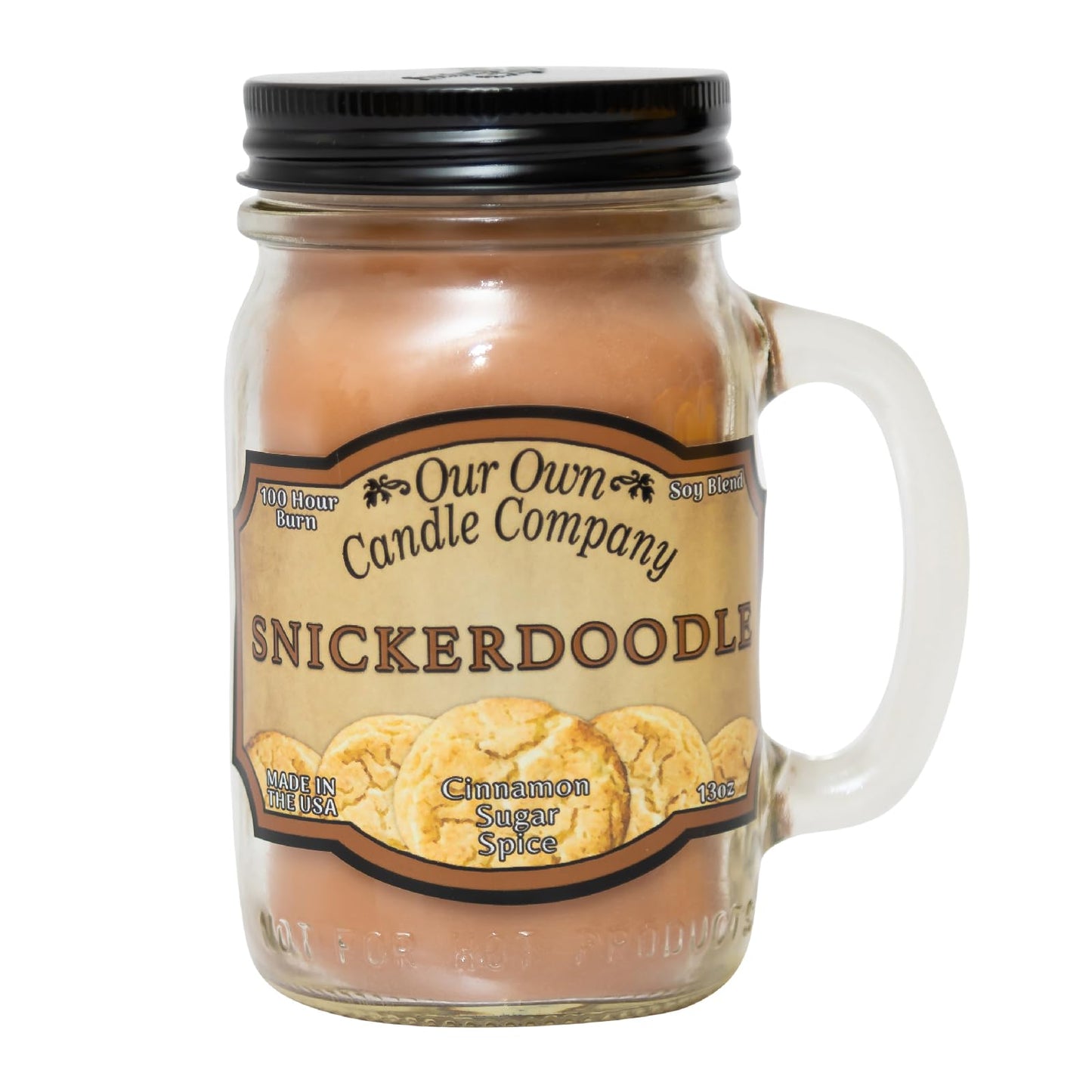 Our Own Candle Company, Snickerdoodle Scented Mason Jar Candle, 100 Hour Burn Time, 13 Ounces