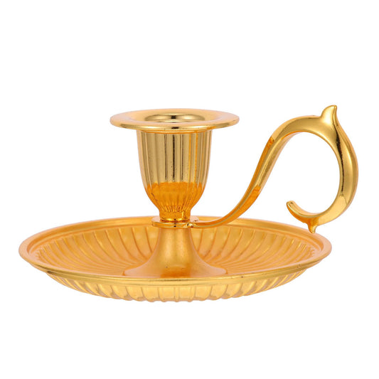 Healifty Retro Taper Candle Holder Vintage Brass Candlestick for Tabletop Home Decor Wedding Party Special Occasion