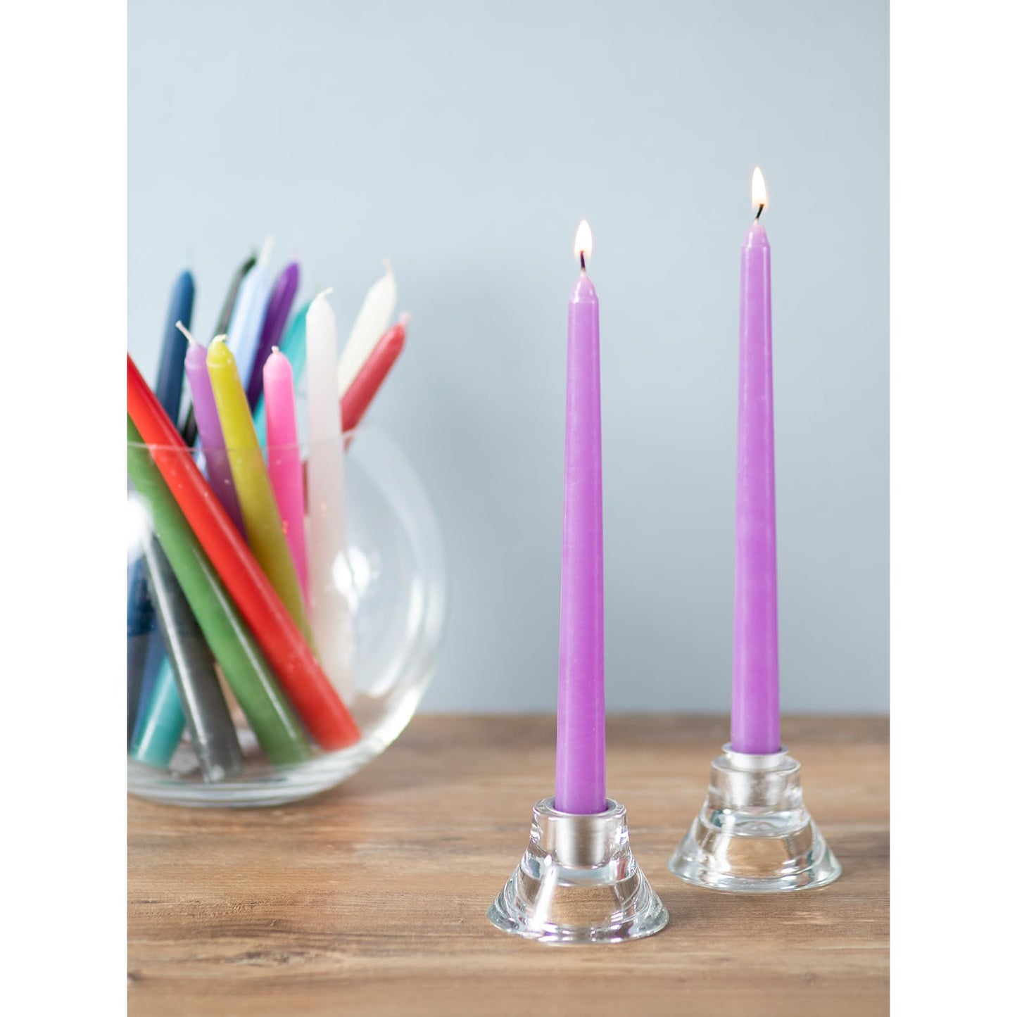 CANDWAX 12 inch Taper Lilac Candles Pack of 4 - Unscented Smokeless Dripless Tall Candlesticks - Perfect for Special Occasions, Ordinary Dinners, for Mother's Day - Lavender Candle Sticks