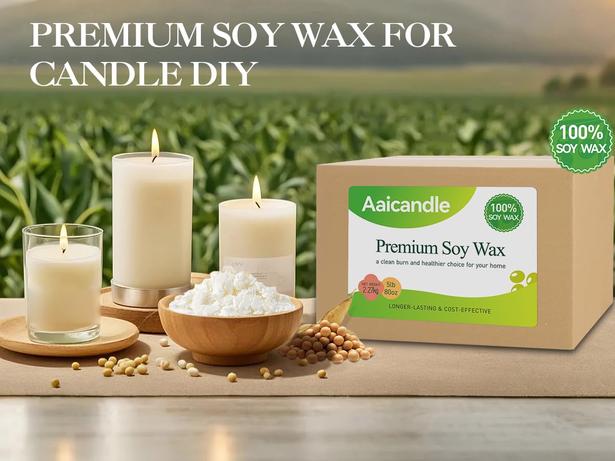 5LB Soy Wax for Candle Making - Natural Soy Wax Flakes Supplies for DIY Candles, Container & Tealight Craft Use, Easy Mel Clean Burn, Ideal for Small Businesses & Etsy Sellers (2270G / 80 OZ)