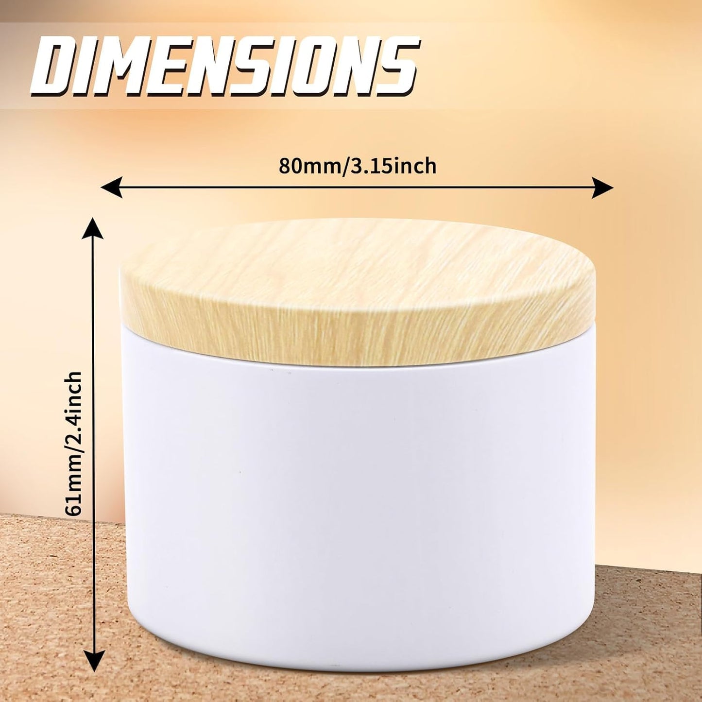 YJHSS 24-Pack 8oz Candle Tins with Wood-Grain Printing Lids, Metal Candle Jars for Candle Making, Empty Containers Vessels Bulk for Small Business & Beginners DIY Storage -Wood White