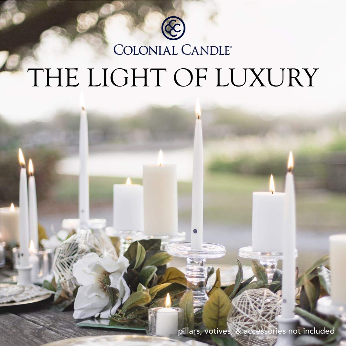 Colonial Candle Unscented Taper Candle, Classic Collection, Coastal Blue, 8 in, Pack of 12 - Up to 6 Hours Burn