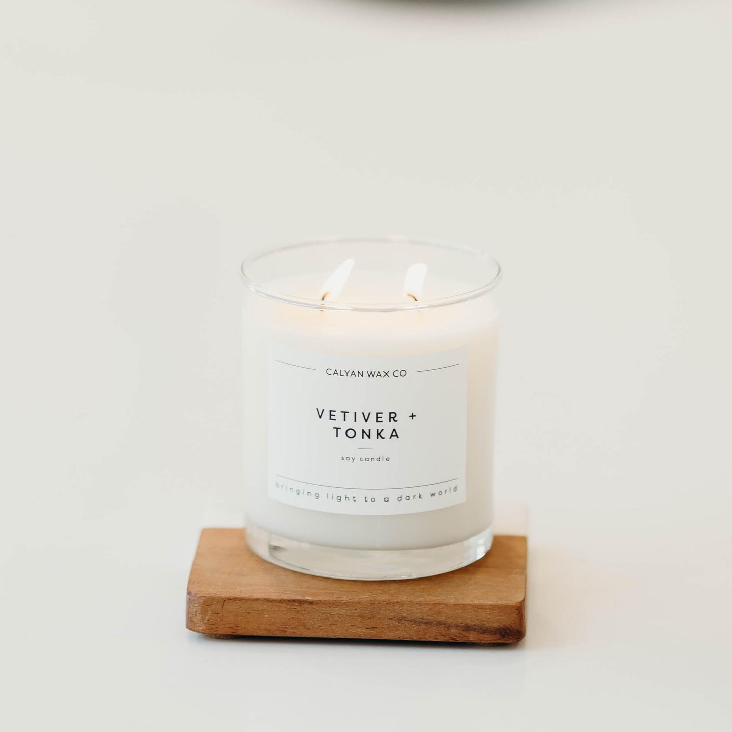 Calyan Wax Co. Vetiver & Tonka 2 Wick Scented Candle - 37 Hour Burn - Luxury Clean Soy Wax Candles - Long Lasting Large Glass Jar Candle for Home - 8.8oz