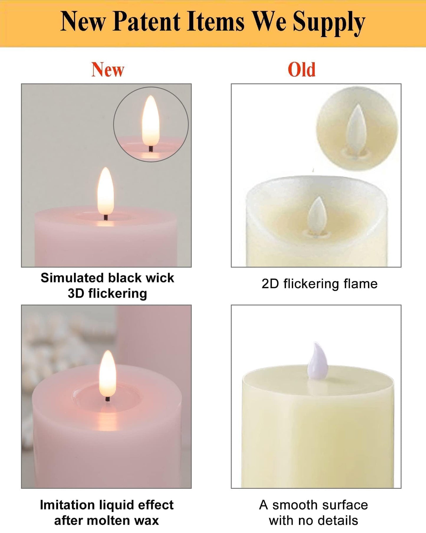 ANGELLOONG Pink Flameless Candles with Remote and Timer, Set of 3 Real Wax LED Pillar Candles Battery Operated Fake Candles for Pink Christmas Decor, Bedroom Bathroom