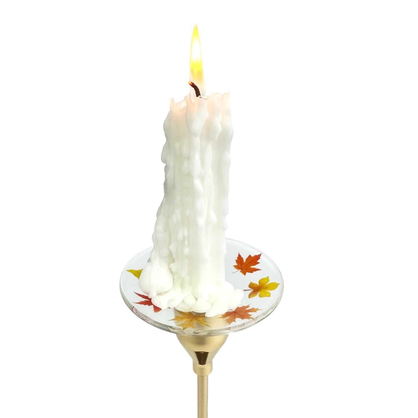 VGEUNA 4 Pieces Patterned Glass Bobeches for Candlestick Holder, Thanksgiving Day Maple Leaves Design, Candle Drip Protector Guard, Wax Catcher Ring Accessories (Maple Leaves)