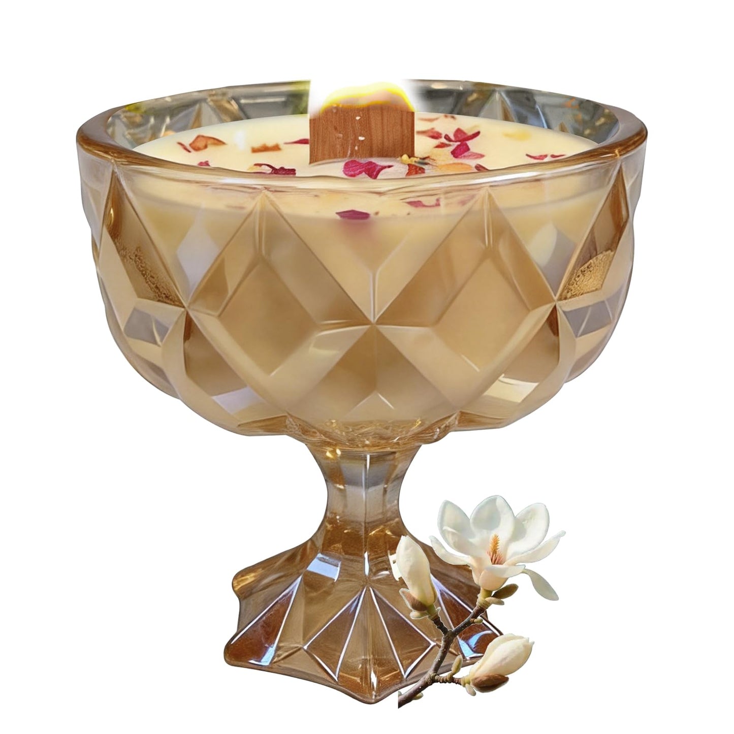 Joo Sko Diamond Bowl Shape Soy Wax Magnolia Scented Candle, Aromatherapy Jar Candles for Home Scented or As a Christmas Holiday Candle Gift for Your Lover(8.2OZ/60Hours Burning)