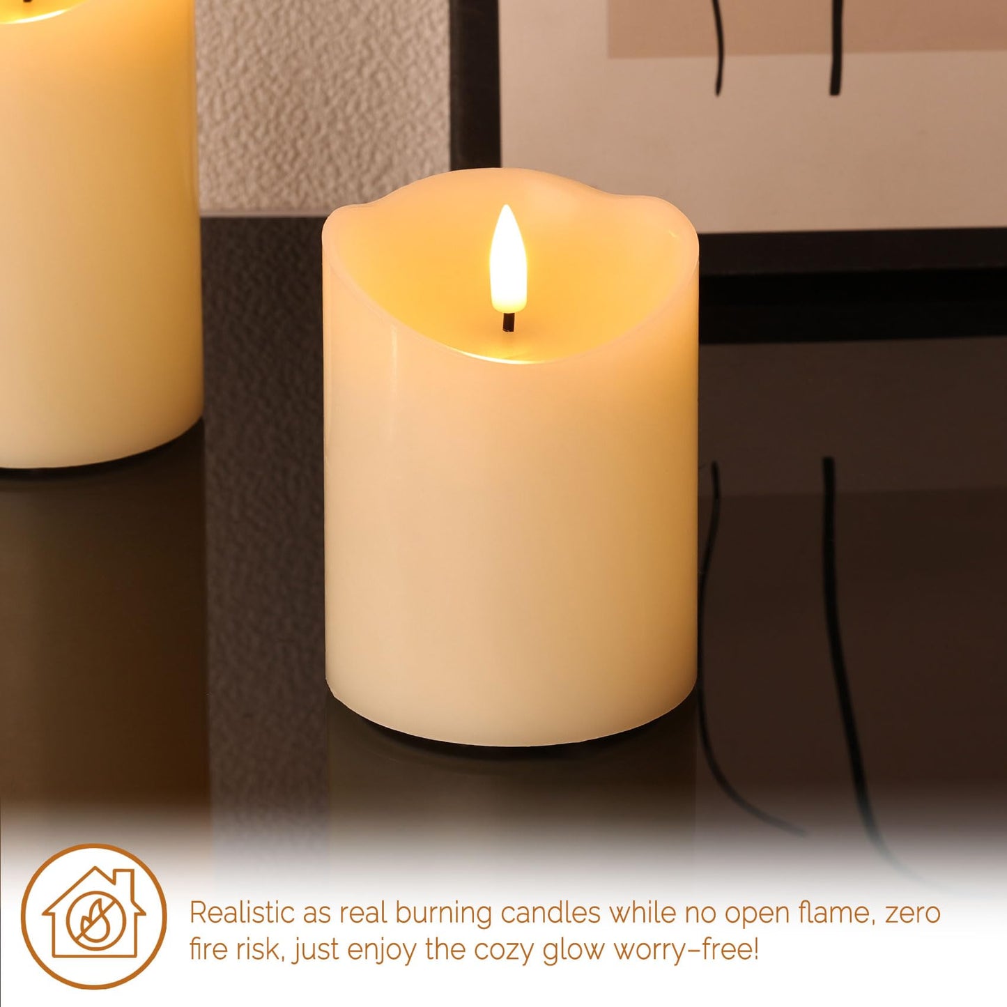 Girimax Ivory Flameless Pillar Candles with Remote, LED Candles Battery Operated, Real Wax Electric Candles Flickering Set of 3