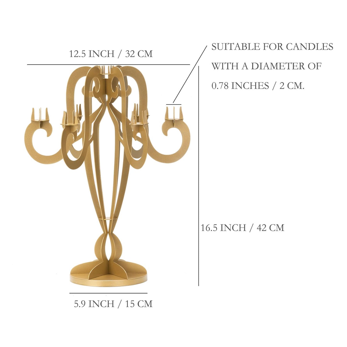 AIM & GGKK 7 Arm Gold Metal Candelabra Candle Holders – Elegant Taper Candle Holders, Classic Candlestick Holder, Decorative Candelabra Centerpiece for Table & Home Decor