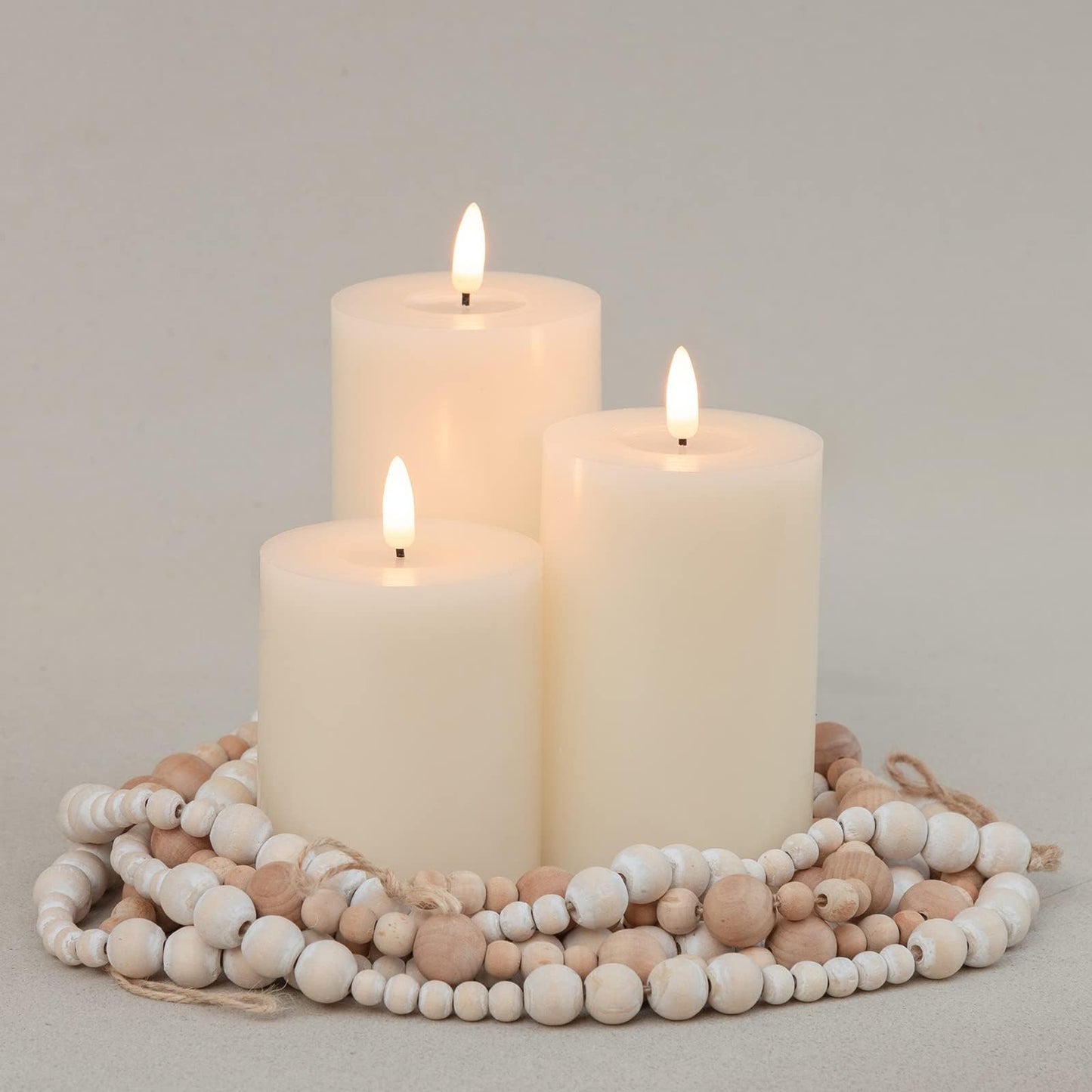 ANGELLOONG Flickering Flameless Candles with Remote, Real Wax Battery Operated Candles with Timer, Fake LED Pillar Candles for Wedding Holiday Farmhouse Home Decor, Ivory