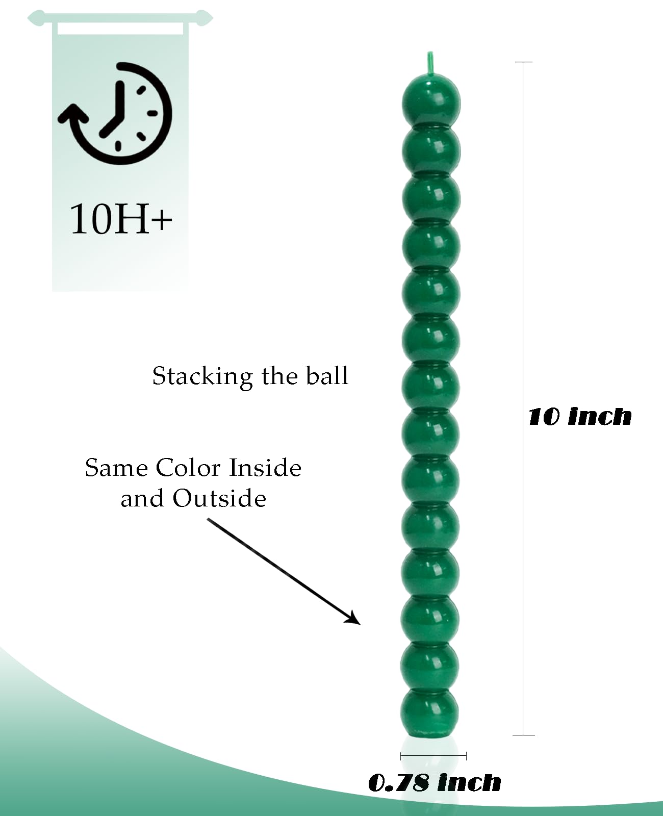 LPUSA Green Tall Taper Candles Stick Dripless Unscented Dinner Spiral Candle for Holiday Wedding Party Wax Unscented Dinner Candle Dripless,Christmas Gift H 10 Inch, 4pcs（Dark Green-C）