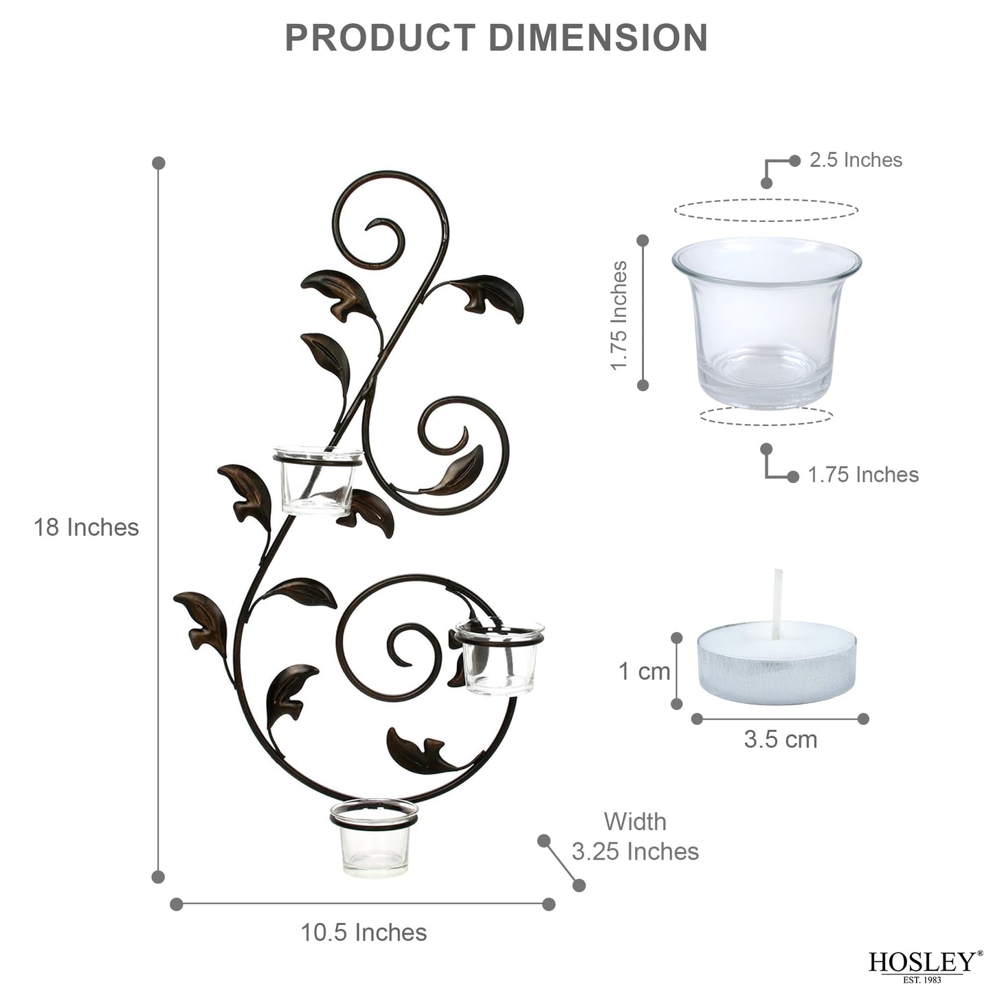 Hosley Set of 2 Iron Leaf Wall Sconce Set with Tealights 18" High Large Scale Wall Decor Elegant Iron Sconces for Home Decorative Metal Leaf Design Perfect for Modern