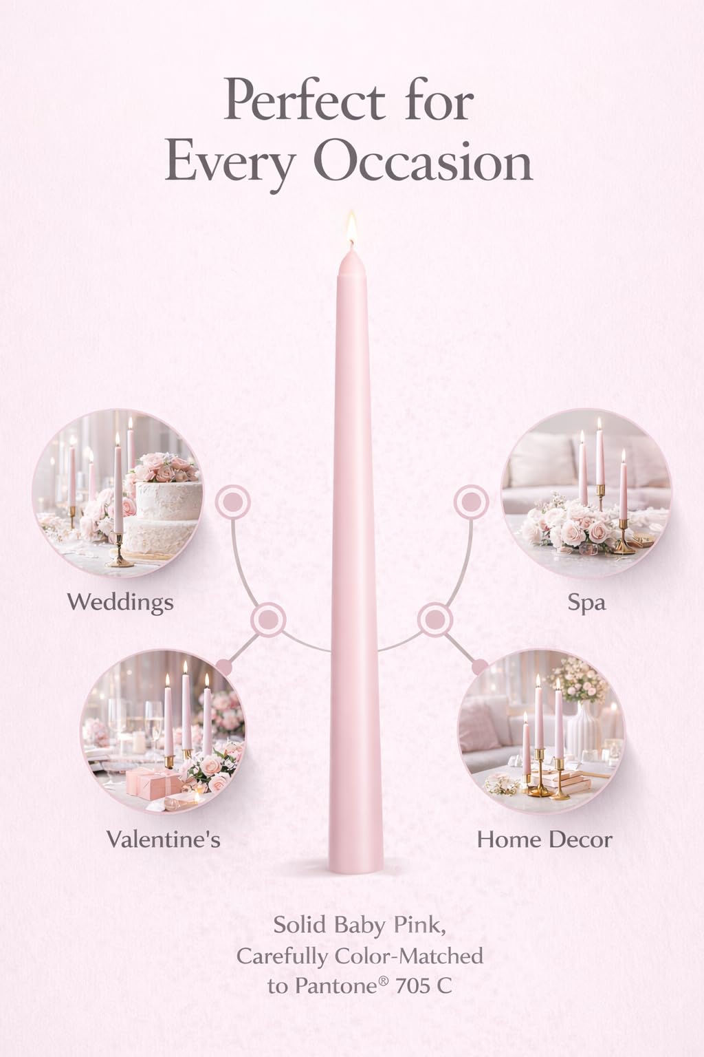 Pink Taper Candles 10'' Baby Pink Blush Candle Sticks Set of 4 | Delightful Scented Natural Soy Wax Candlesticks for Home Decorations,Wedding Upgraded Damage-Proof Gift Box