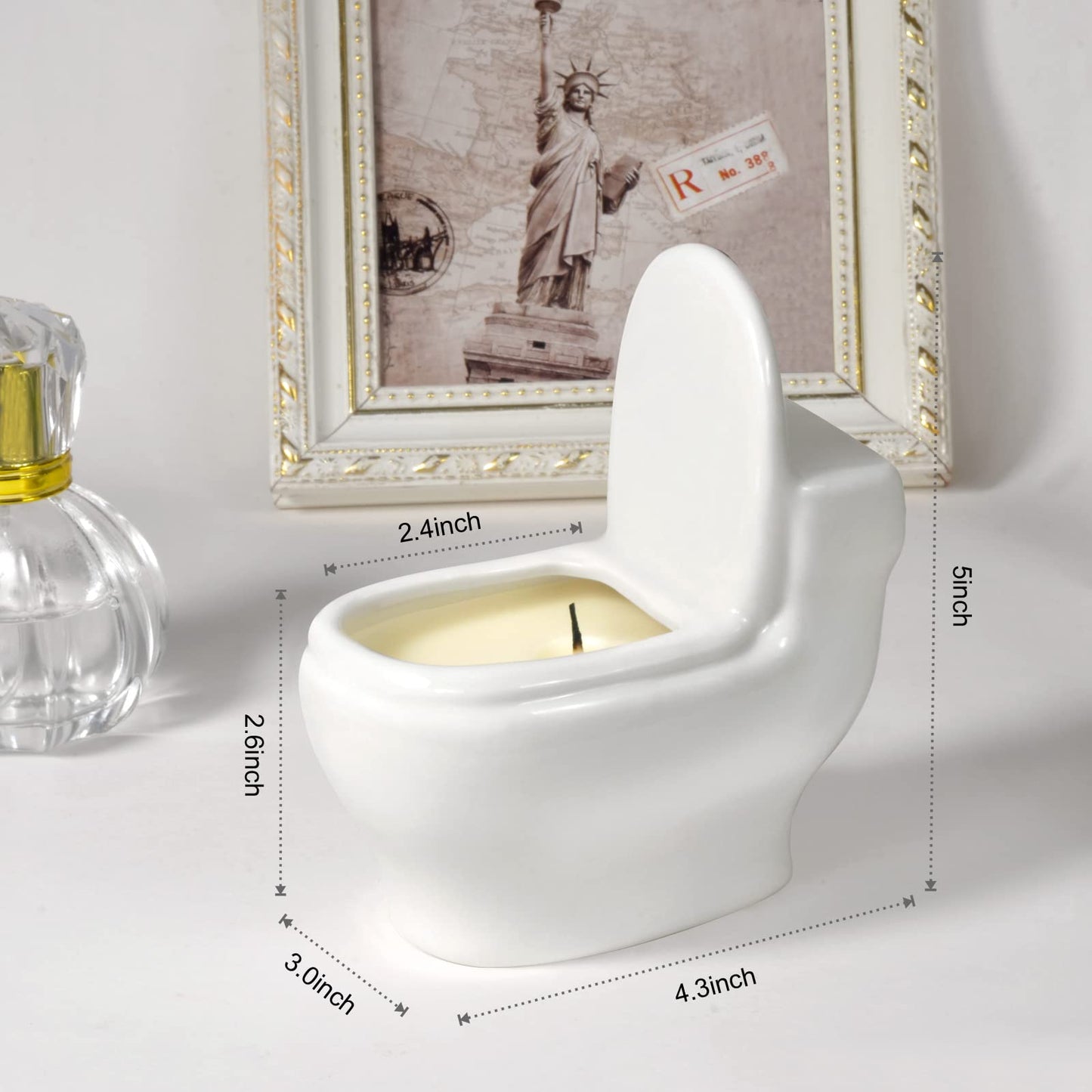 Toilet Shaped Scented Candles,Funny Gag Gift for Women & Men,Jasmine Fragrance Aromatherapy Candle is 6 Ounces, Burns for Over 42 Hours, Unique Candles for White Elephant Party,Birthday Prank
