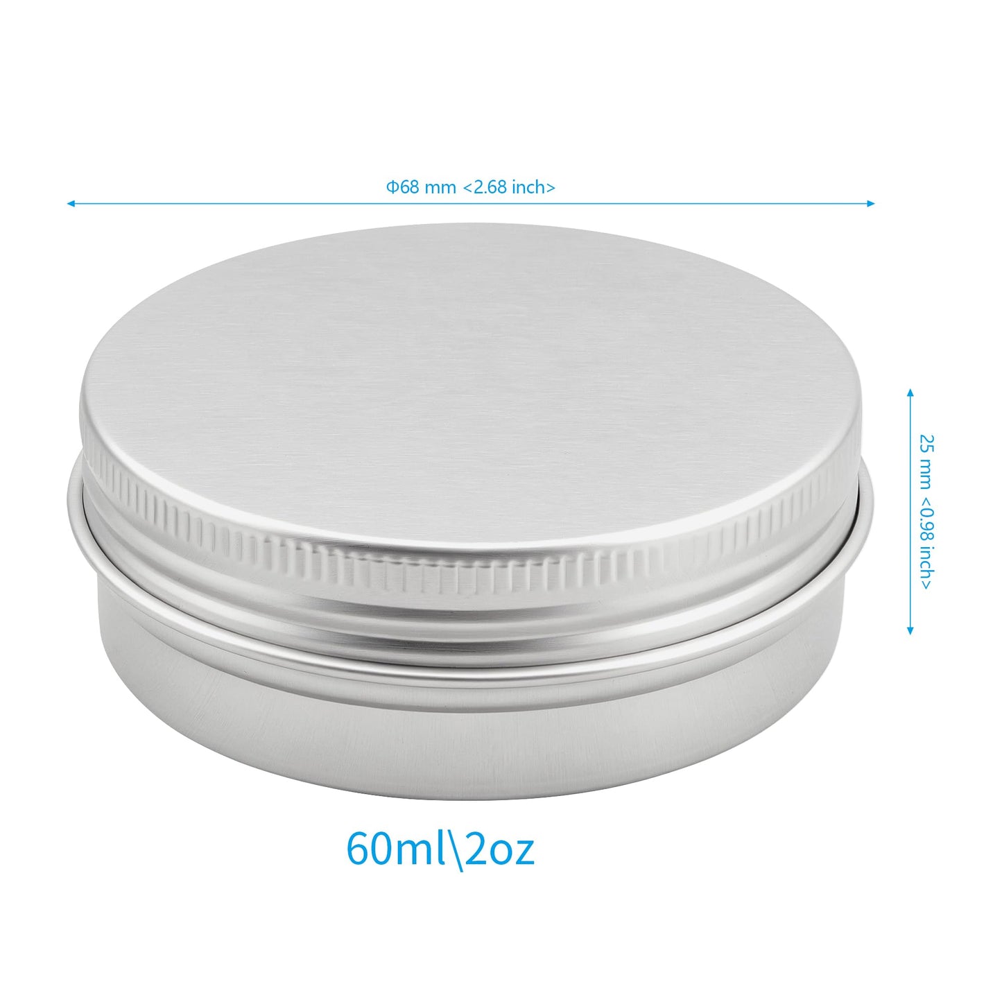 SEHOI 60 Pack 2oz Aluminum Tins Cans, Large Round Metal Tins Jars with Screw Lid, Metal Tin Food Candle Containers for Cosmetic, Spices, Candies