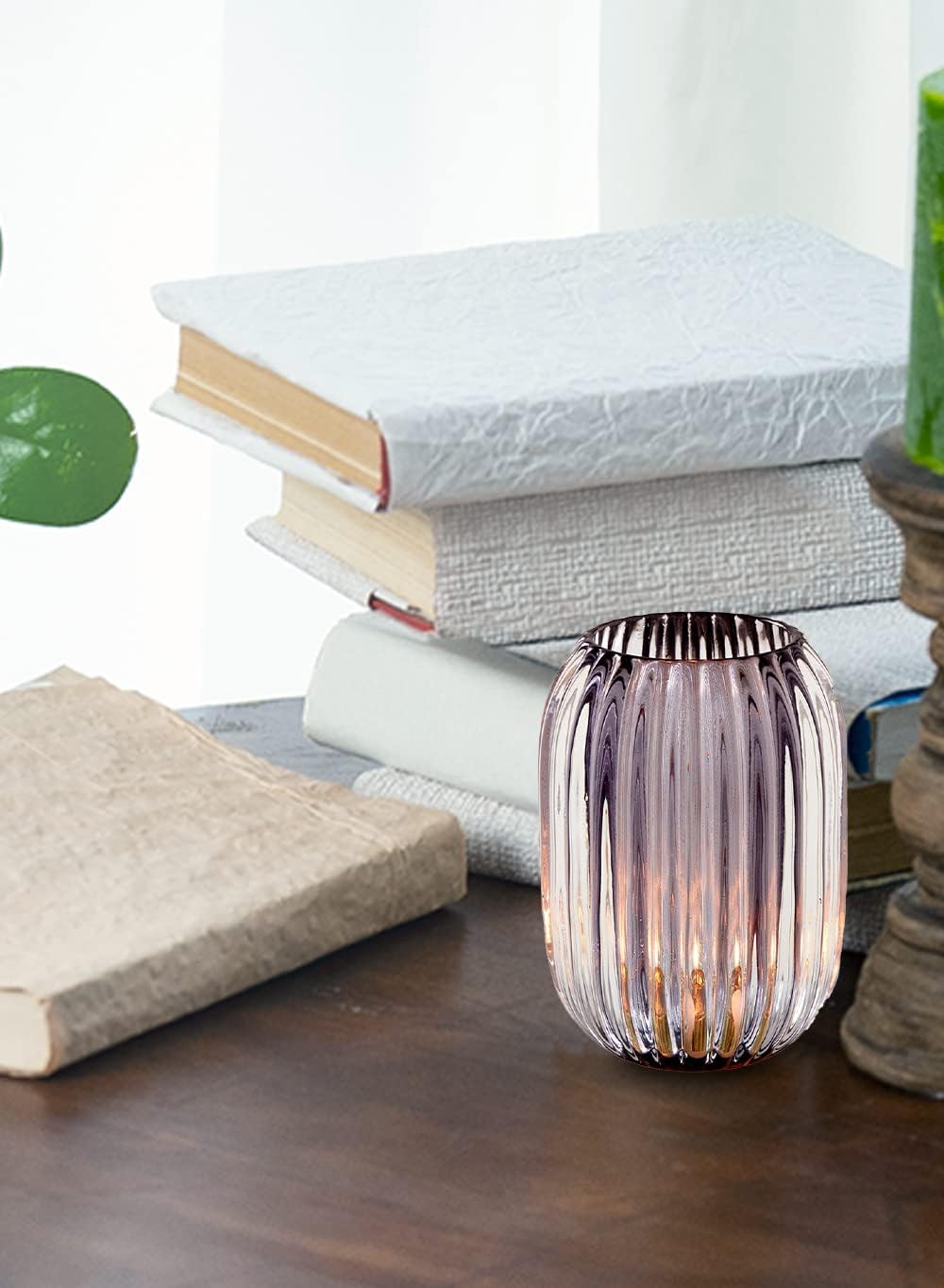 Serene Spaces Living Smoke Grey Optical Glass Votive Holder, Perfect for Weddings and Home Décor, 5" Tall and 3.5" Diameter, Set of 12