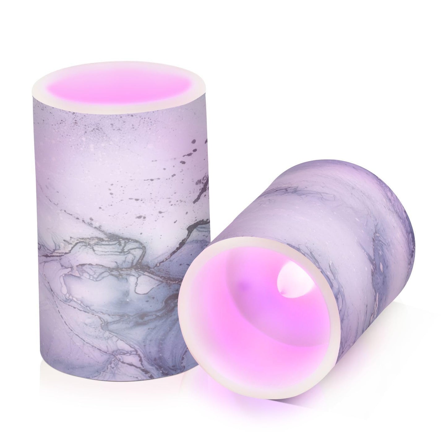 KGLDSNM Blue White Marble Texture LED Flameless Flickering Candle with Remote Timer Battery Operated for Indoor Outdoor Party Holiday Home Decor 2 Pack