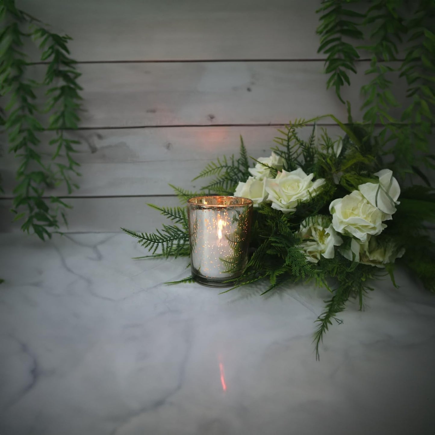 WGV Silver Speckled Tea Light Votive Candle Holder 2.2x2.75, Small Tiny Utility Cylinder Mercury Glass Vase, Home Accent Decor, 1 Pc