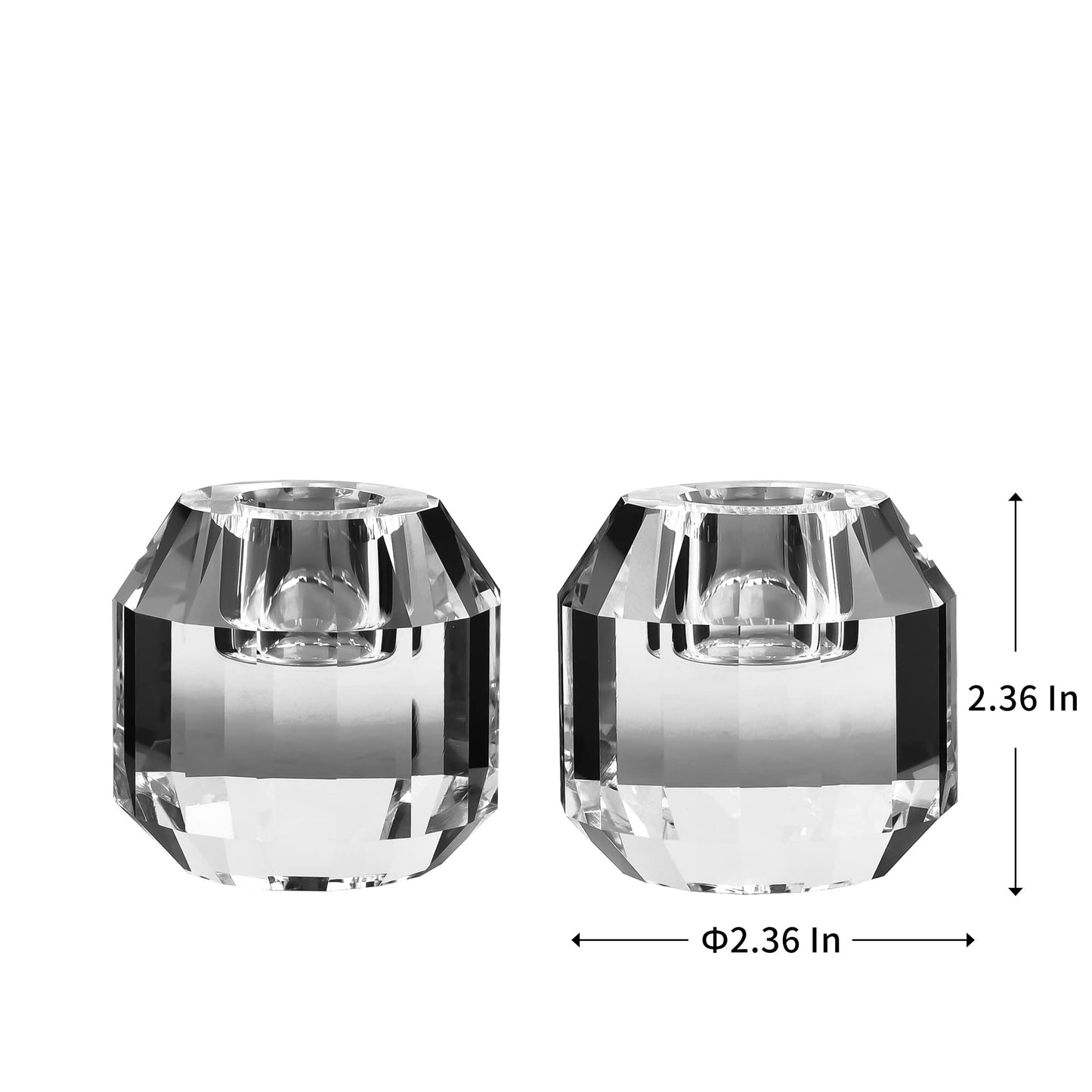 kitCom Crystal Candle Holders Set of 2, 2.36" Crystal Candlestick Holders, Crystal Taper Candle Holders for Table Wedding Housewarming Gifts Deco