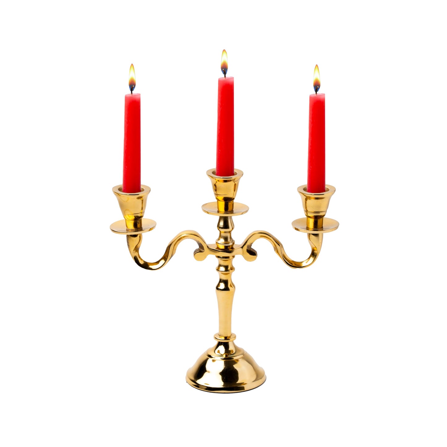 Rely+ 3 Arm Baby Candelabra Gold Glossy 8 Inch Taper Candle Holders Gothic Decorations Candlesticks Holder Home Decor Wedding Parties Centerpiece for Dining Table