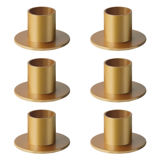 kehail Metal Taper Candle Holders Set - 2"×1" Elegant Candlestick Centerpieces for Table Decor, Wedding, Anniversary, Dinner Party (6, Gold)