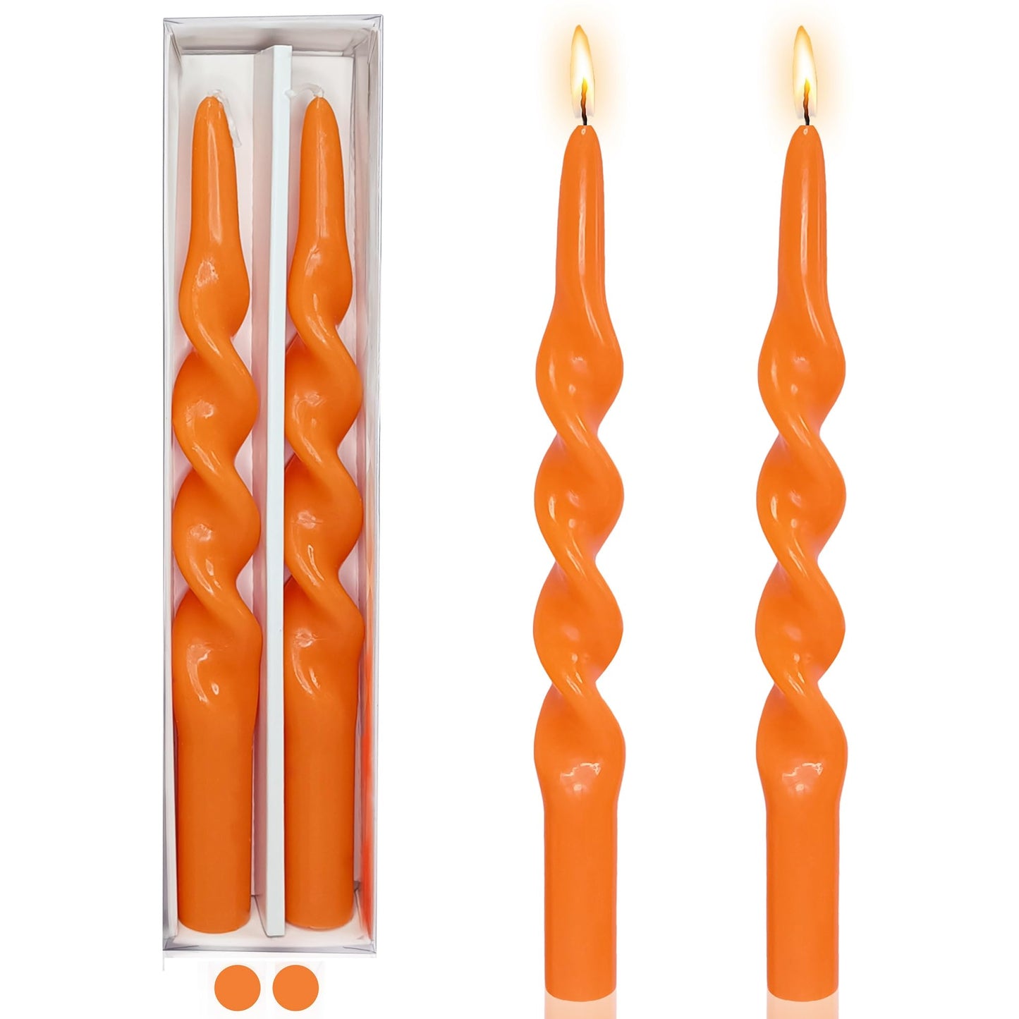4pcs Halloween Spiral Candlesticks Orange Tapered Candle,10INCH Cute Candle Sticks Short Taper Candles Pumpkin Twisted Candlestick for Holiday Halloween Party Gifts