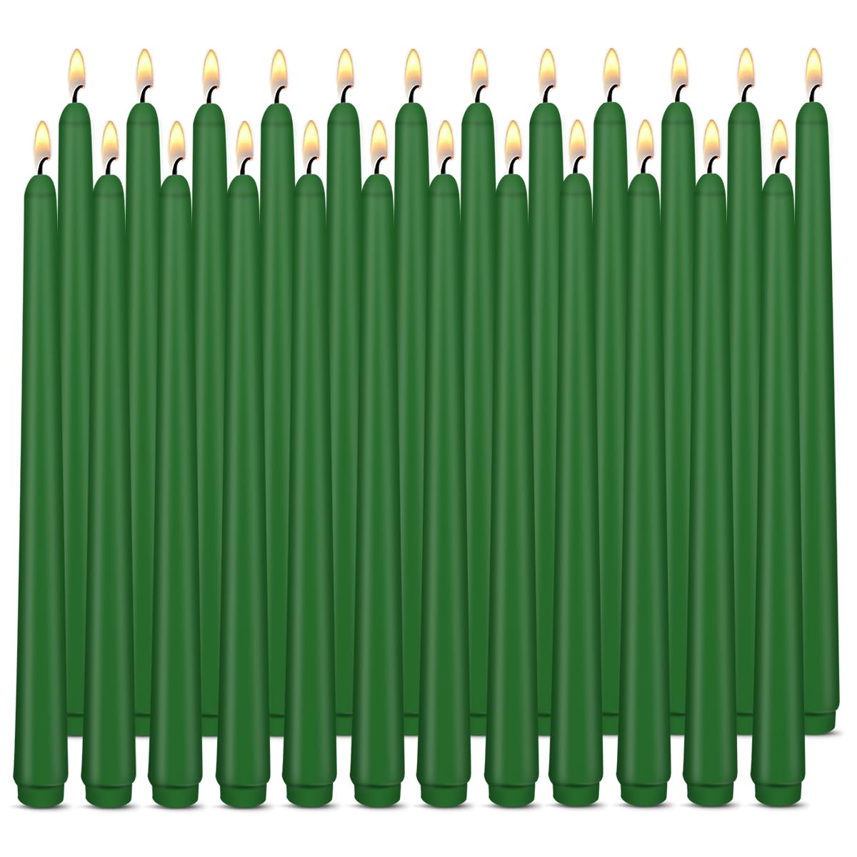 10 inch Cone-Shaped Candle, Set of 24 Smoke-Free, drip Free Wax, Long Burning, Used for Home Decoration, Churches, Celebrations, Parties (Green)