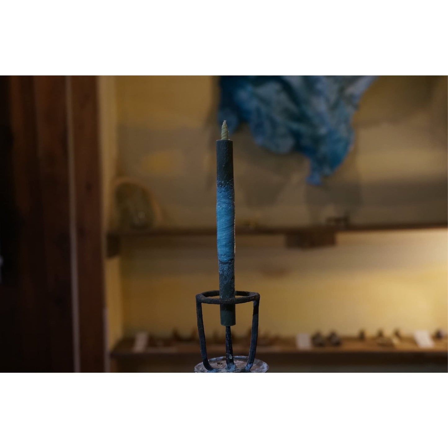 Organic Vegetable Haze Candles, Dripless, Smokeless, Handmade in Japan, Gradation - Green & Blue