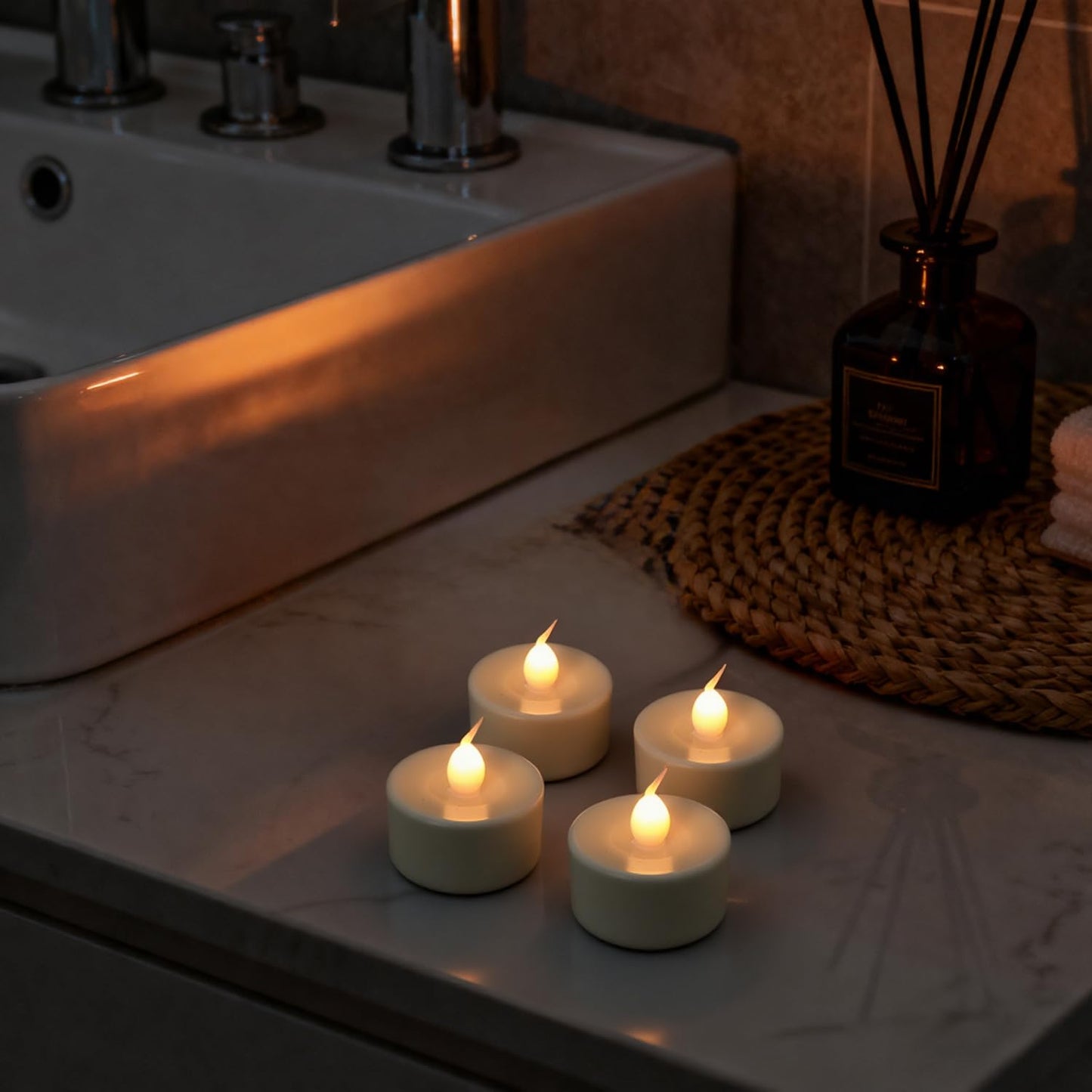 ODTRAM 12-Pack Tea Lights Candles with 2 Remote,Flickering &Timer, Flameless Battery Votive Tealights for Tabletop Lighting, Centerpieces Decor, Holiday Battery 400+ Hours (Ivory
