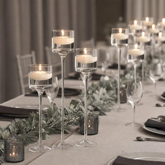 yummi Set of 18 Floating Candles and Monet Stem Holders - Ivory