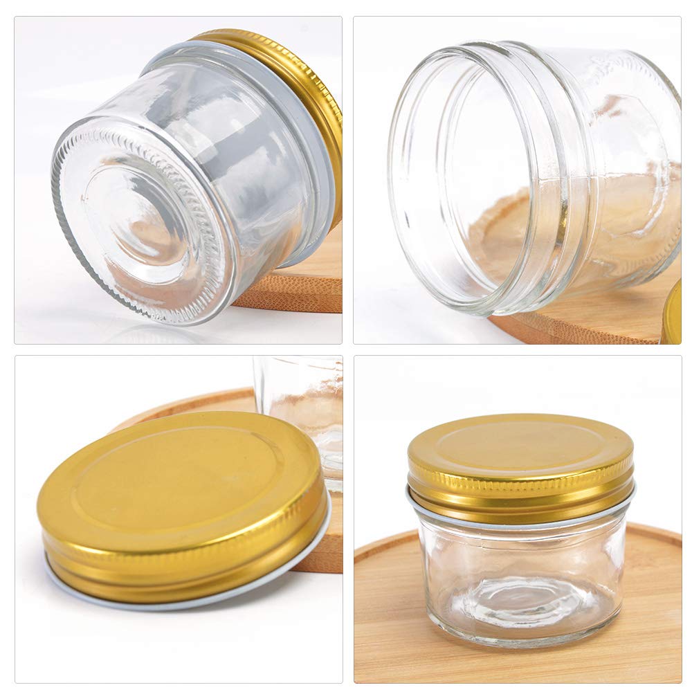 Betrome 4 oz Clear Glass Jars with Metal Golden Lids, Pack of 40, 100ml Round Canning Jars,Ideal for Spices, Herbs, Honey, Jam, Wedding Favors