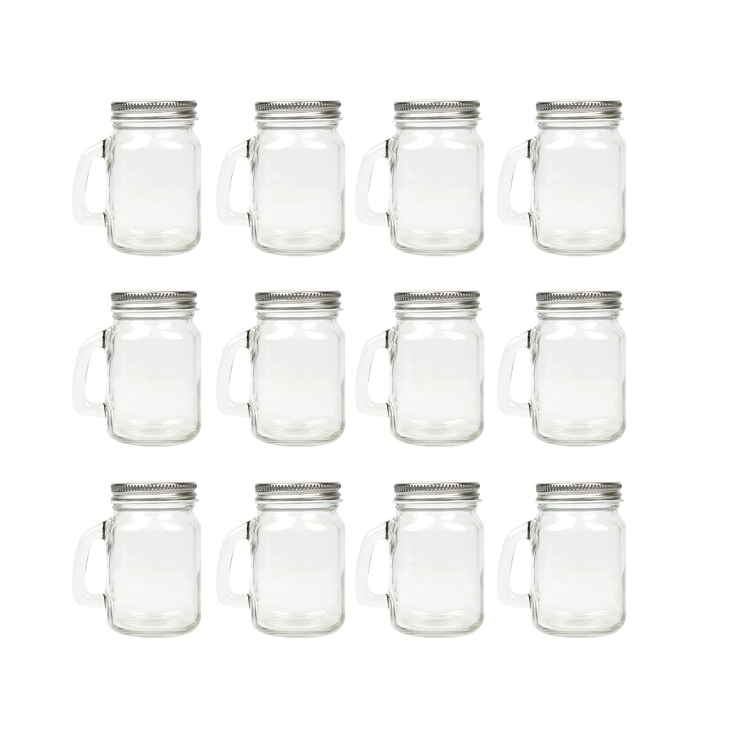 Homelike Style 4 oz Mini Mason Jar Mugs with Handle, Small Glass Jars with Airtight Metal Lids, 12 Pack Empty Glass Mugs for Gift Party Wedding Candle and Favor